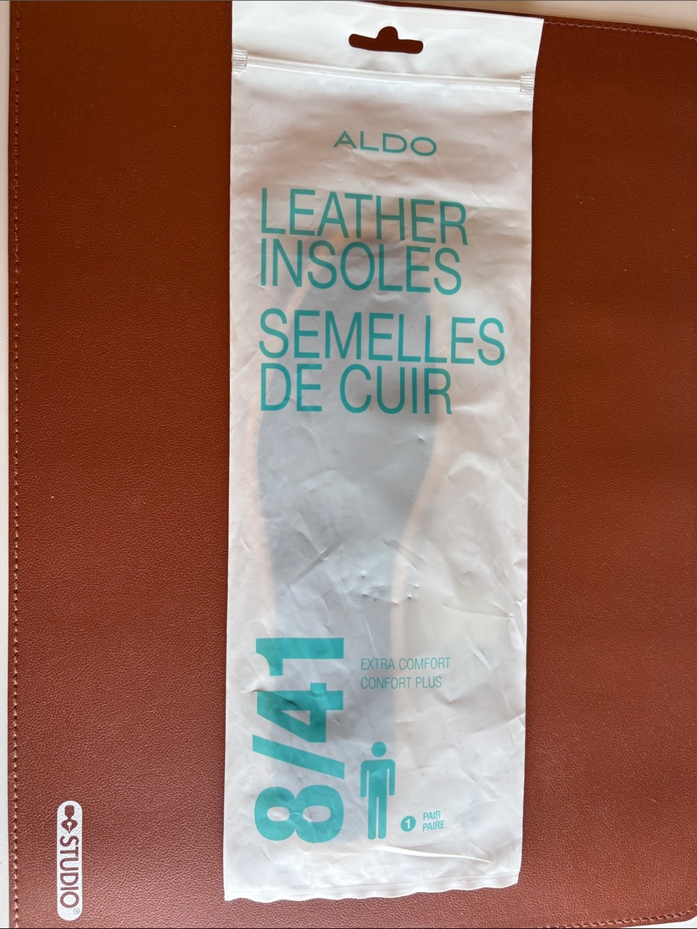ALDO Leather Insoles in White Packaging with Teal Text